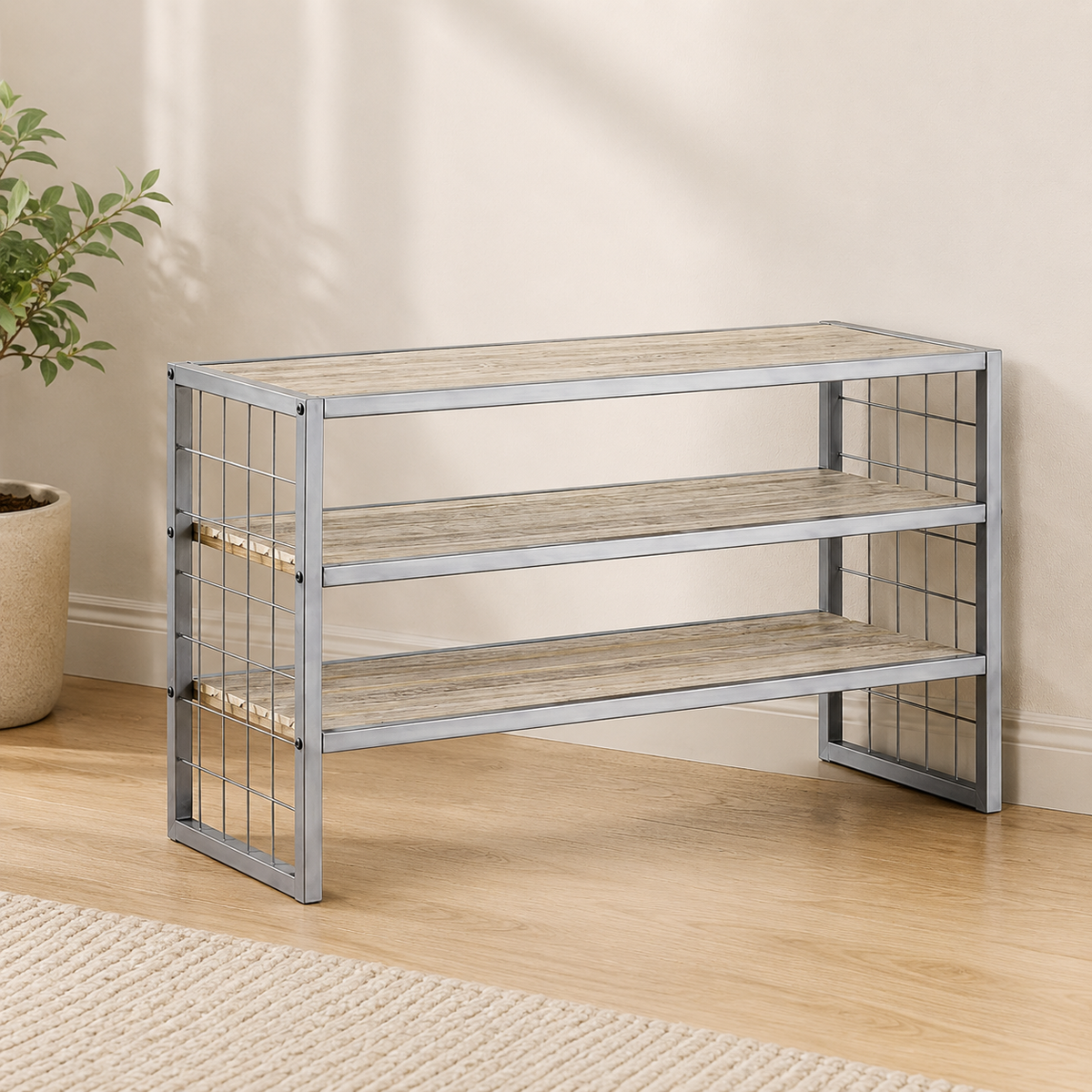 3-Tier Farmhouse Wooden Shoe Storage Rack