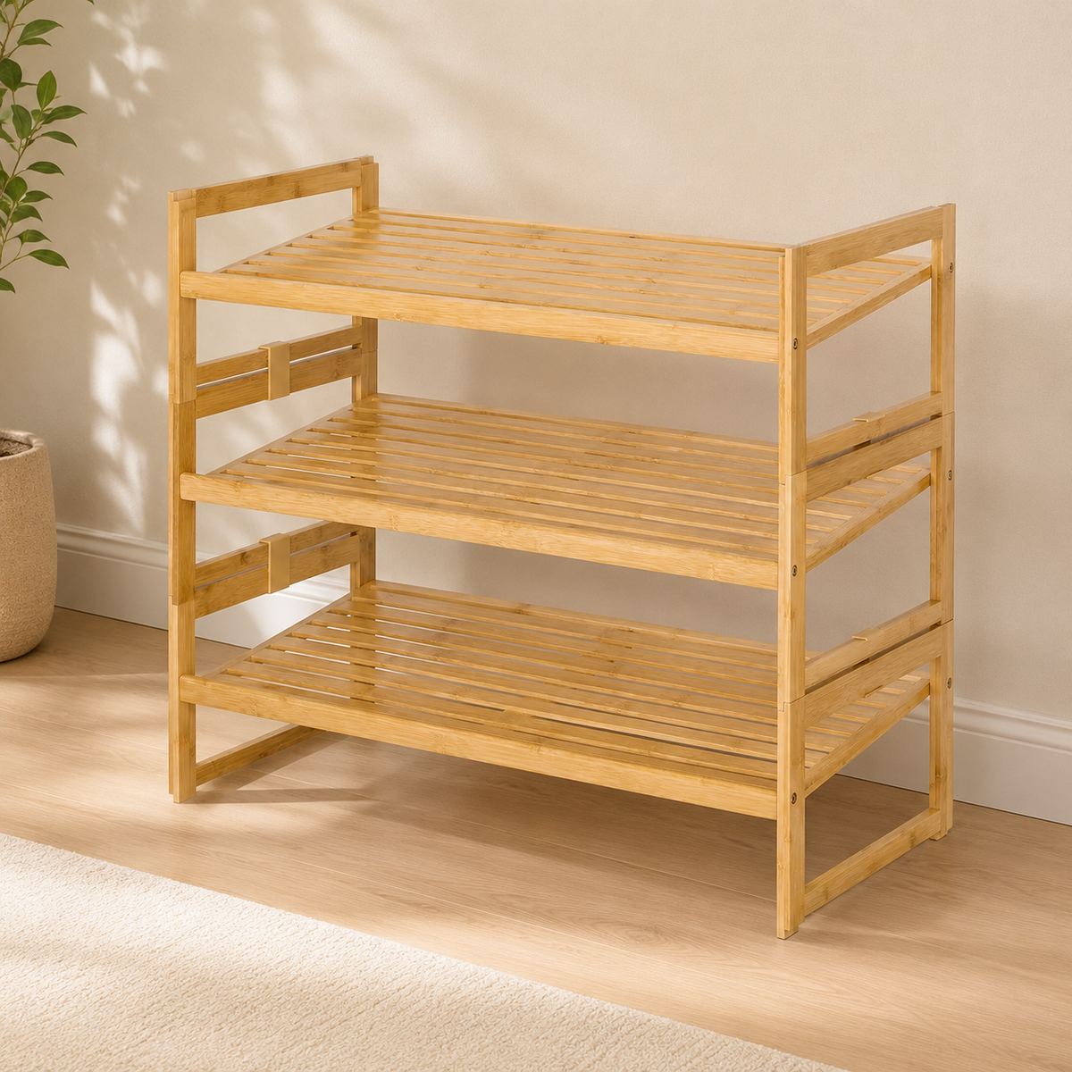 3-Tier Bamboo Shoe Storage Rack