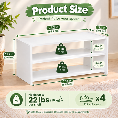 2-Tier Stackable Wooden Shoe Organizer