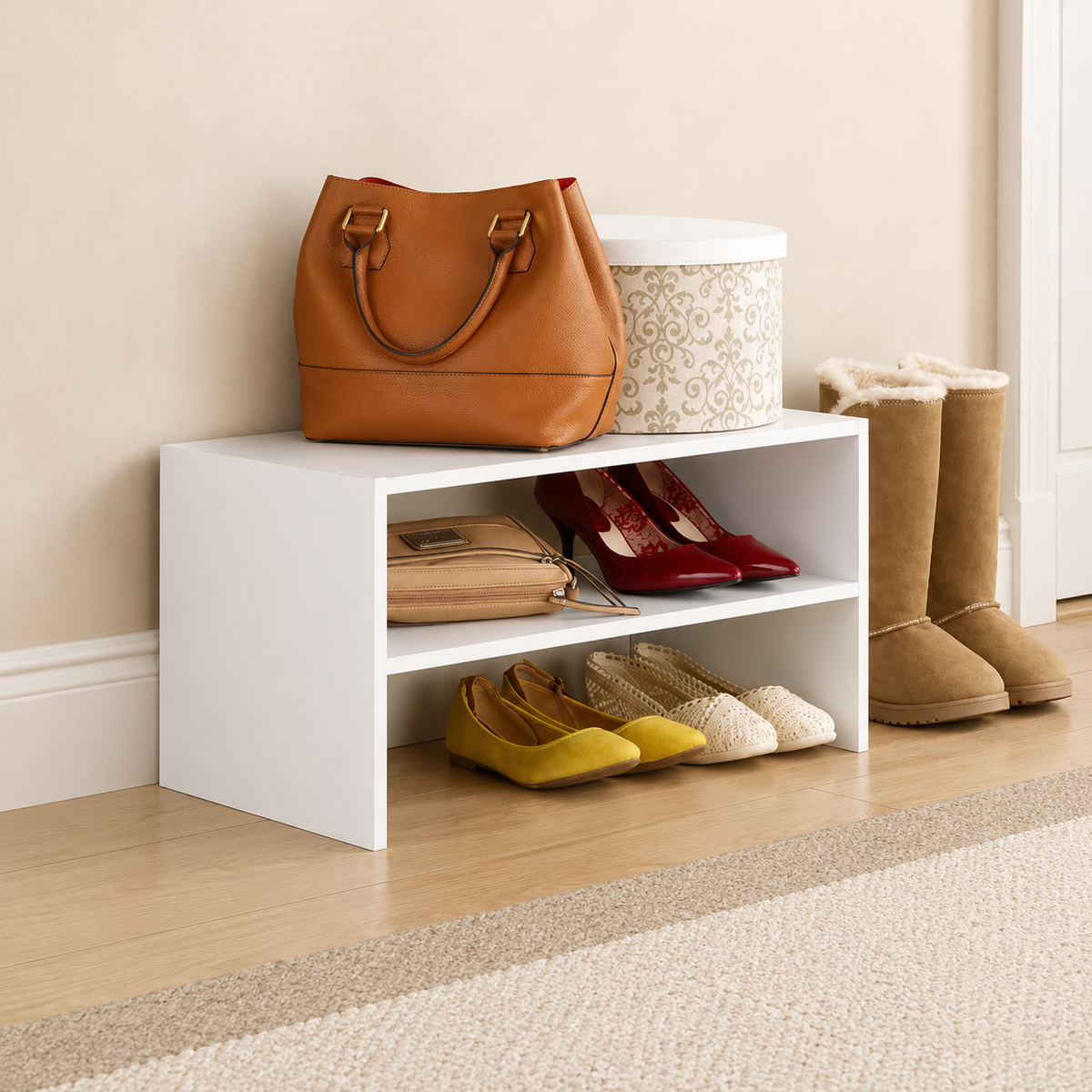 2-Tier Stackable Wooden Shoe Organizer