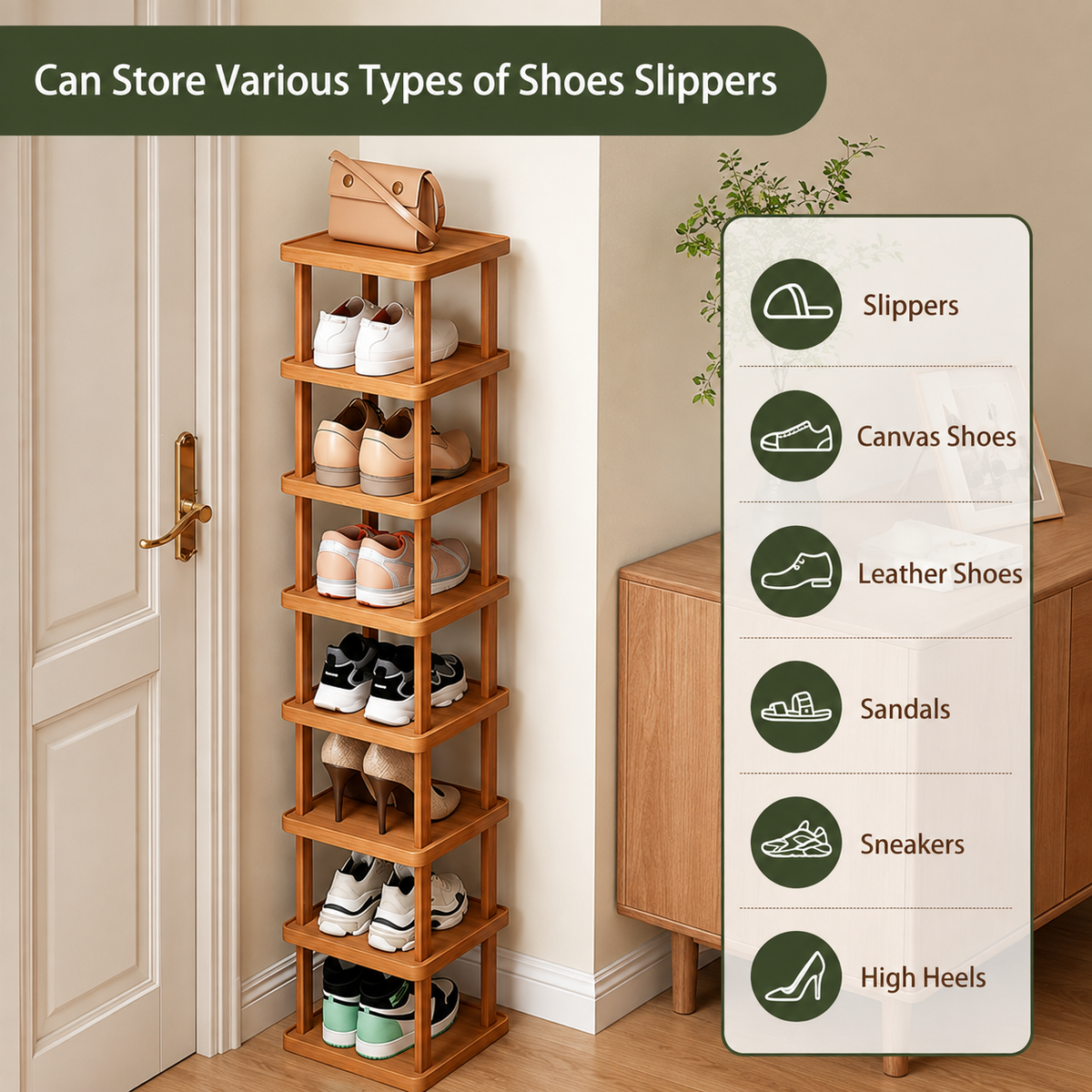 3-Tier Folding Bamboo Shoe Storage Rack