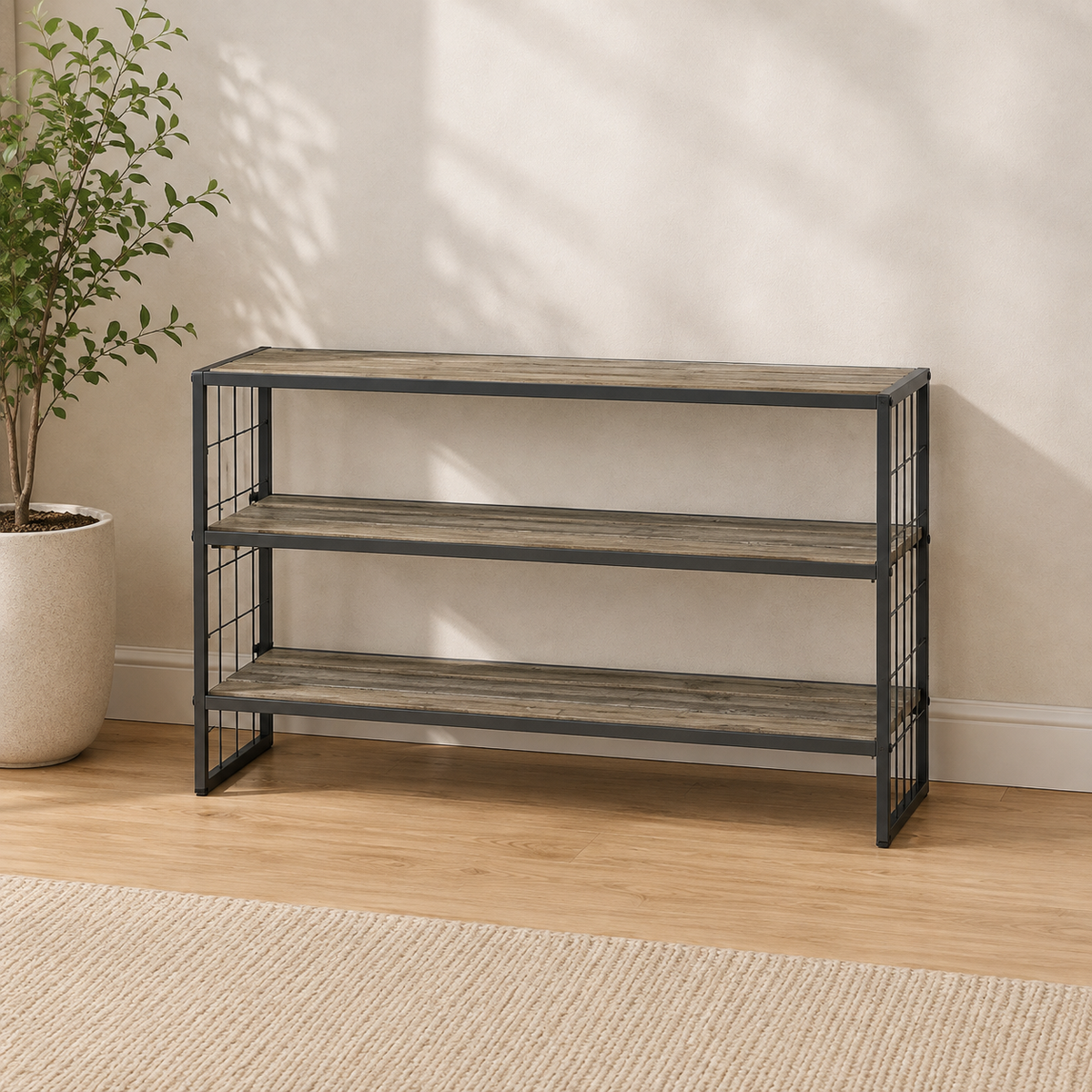 3-Tier Farmhouse Wooden Shoe Storage Rack